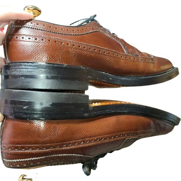 VINTAGE Stacy Adams Gunboats Full Pebble Grain Leather Wingtip 9.5 EEE - Picture 3 of 11